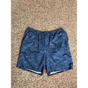 Tasc Performance Mens Recess Shorts Navy Camo Bamboo Blend XL 7 Inch Inseam